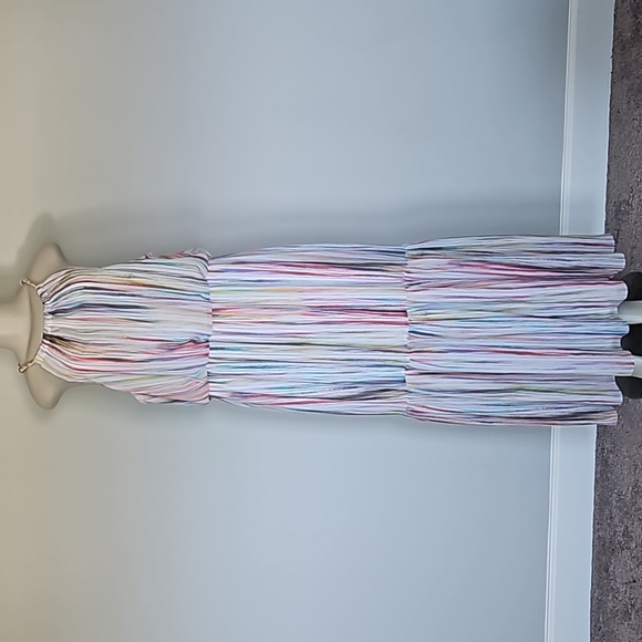 Thalia Sodi Dresses & Skirts - Thalia Sodi white colorful stripe sleeveless maxi dress-XXL